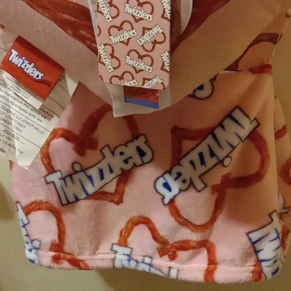 Twizzlers Valentines Day Licorice Pink Plush Throw with Pillow Set